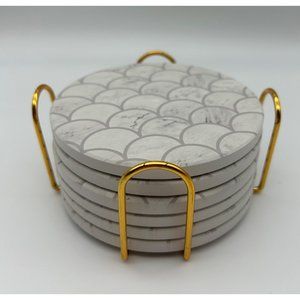 Stone Coasters with Holder - 6 coasters - NIB